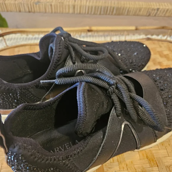 Carvela Lament Blingy Black Tennis Shoes - Picture 8 of 13